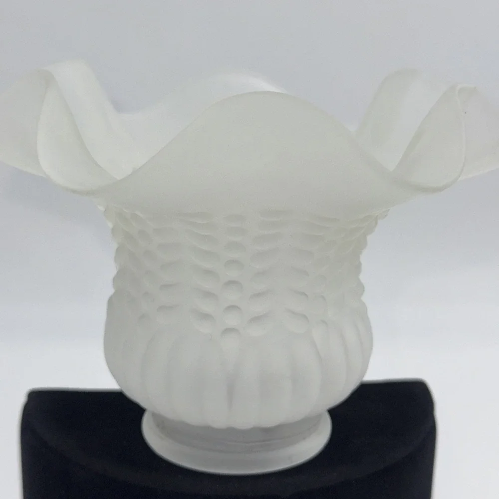Vintage Glass Globe  Ceiling Fan Shade Frosted Tulip Light Ruffled Edge
